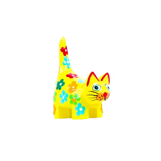 [CATDA8-JAFL-C] Chat Dali - Jaune à Fleur - 8 x 6 x 3 cm