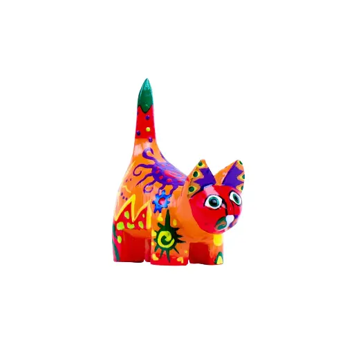 [CATDA8-ORMA-C] Chat Dali - Orange & Mauve - 8 x 6 x 3 cm