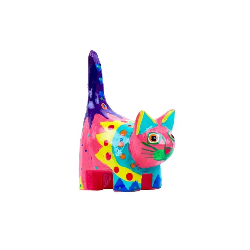 [CATDA8-ROTU-C] Chat Dali - Rose & Turquoise - 8 x 6 x 3 cm
