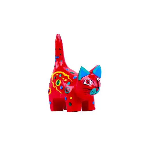 [CATDA8-ROPO-C] Chat Dali - Rouge à Pois - 8 x 6 x 3 cm