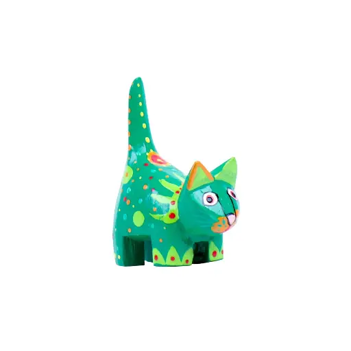 [CATDA8-VEPO-C] Chat Dali - Vert à Pois - 8 x 6 x 3 cm