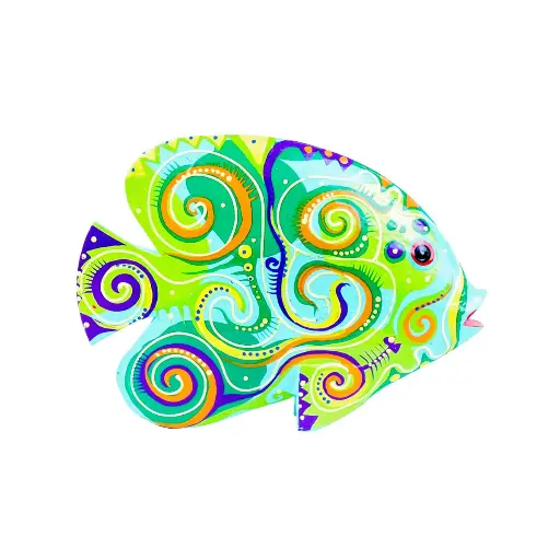 [FISHDA15-S3-TU-C] Poisson Dali - Turquoise - 15 x 20 x 3 cm