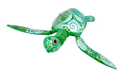 [TURTLDA32-01-C] Tortue Dali - Vert & Turquoise - 7 x 32 x 32 cm