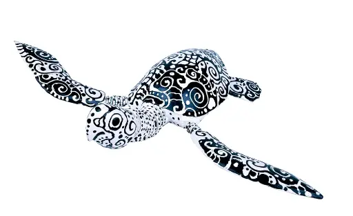 [TURTLDA32-02-C] Tortue Dali - Noir & Blanc - 7 x 32 x 32 cm