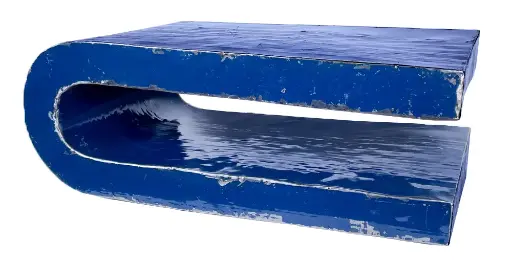 [TABLU80-01-C] Table Basse en U Upcycling - Bleu - 30 x 80 x 40 cm