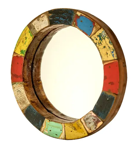 [MIRO25-01-C] Miroir Rond - Mix Couleur - 25 x 25 x 3,5 cm
