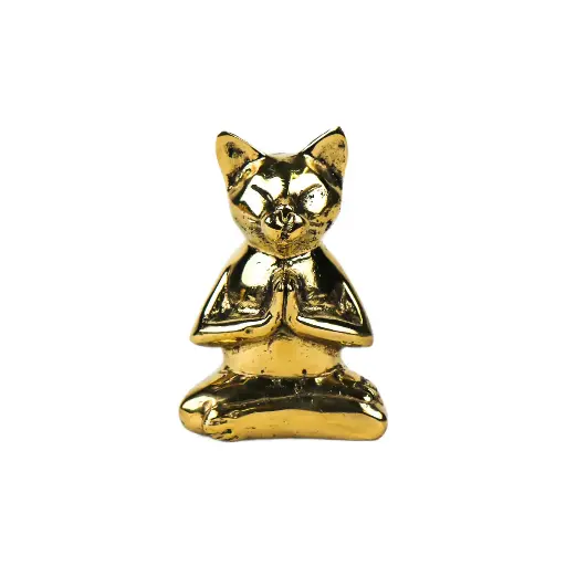 [CATYOGBZ13-01-C] Chat Yoga Bronze - Or - 13 x 9 x 5 cm