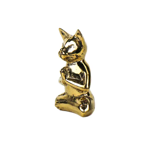 [CATYOGBZ13-01-C] Chat Yoga Bronze - Or - 13 x 9 x 5 cm