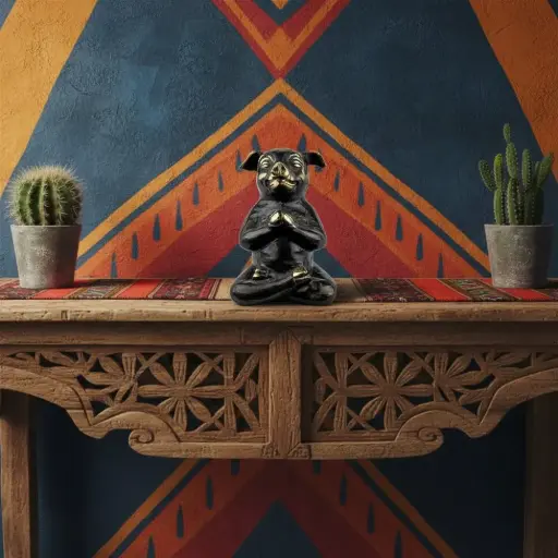 [PIGYOGBZ10-02-C] Cochon Yoga Bronze - Noir & Or - 10,5 x 7 x 6,5 cm