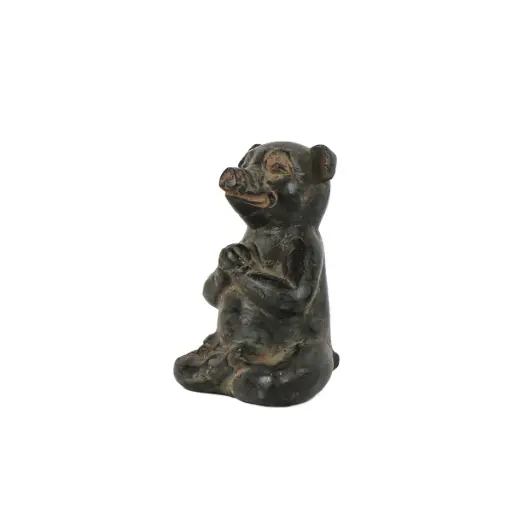 [PIGYOGBZ10-03-C] Cochon Yoga Bronze - Vert Antique - 10,5 x 7 x 6,5 cm