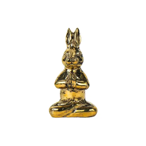 [RABBIYOGBZ13-01-C] Lapin Yoga Bronze - Or - 13,5 x 7 x 6,5 cm