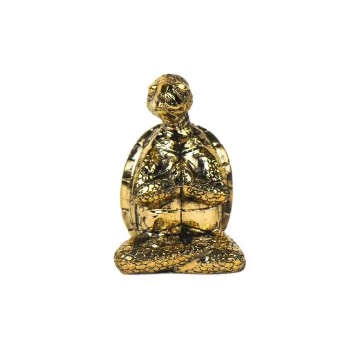 [TURTLYOGBZ10-01-C] Tortue Yoga Bronze - Or - 10,5 x 7 x 6,5 cm