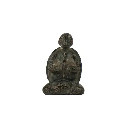 [TURTLYOGBZ10-03-C] Tortue Yoga Bronze - Vert Antique - 10,5 x 7 x 6,5 cm