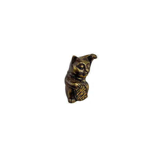 [CATLUCKBZ6-C] Chat Chanceux Bronze - Noir & Or - 6 x 3,5 x 3,5 cm