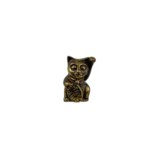 [CATLUCKBZ6-C] Chat Chanceux Bronze - Noir & Or - 6 x 3,5 x 3,5 cm