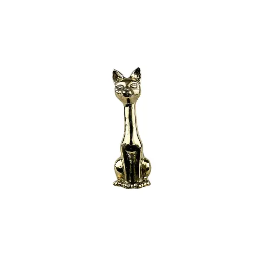 [CATNECKBZ10-C] Chat Long Cou Bronze - Or - 10,5 x 3,5 x 5 cm