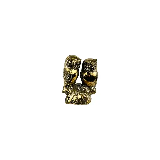 [OWLCOUPLBZ7-C] Hibou Couple Bronze - Or - 7 x 5,5 x 4,5 cm