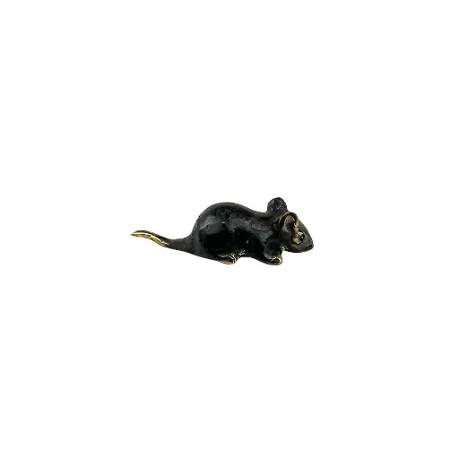 [MOUSEBZ3-C] Souris Bronze - Noir & Or - 3 x 10,5 x 3 cm