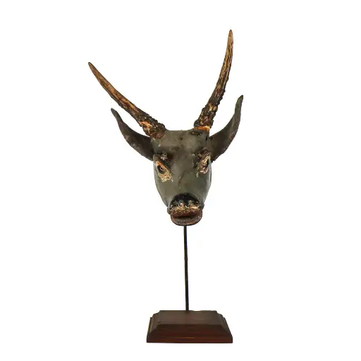 [2025-06-17-0011-A] Tête de Bovidés sur Socle - 43 x 24 x 25 cm