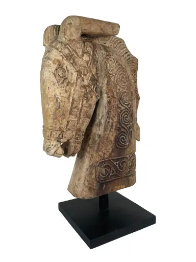 [2025-09-26-0001-A] Tête de Cheval Sculptée sur Socle - 73 x 29 x 42 cm