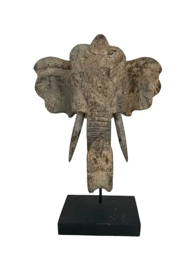[2025-09-26-0073-A] Tête d'Éléphant sur Socle - 35 x 24 x 16 cm