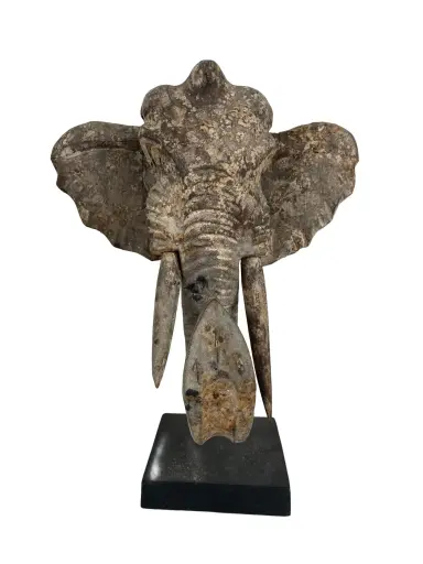[2025-09-26-0075-A] Tête d'Éléphant sur Socle - 32 x 25 x 14 cm