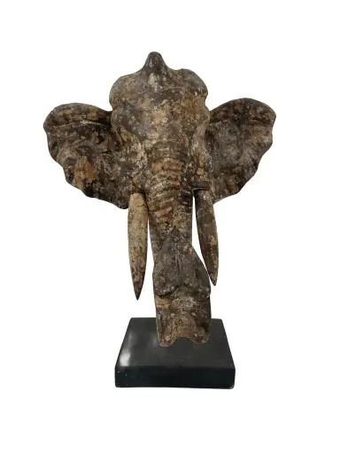 [2025-09-26-0076-A] Tête d'Éléphant sur Socle - 31 x 25 x 15 cm