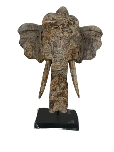 [2025-09-26-0077-A] Tête d'Éléphant sur Socle - 32 x 24 x 14 cm