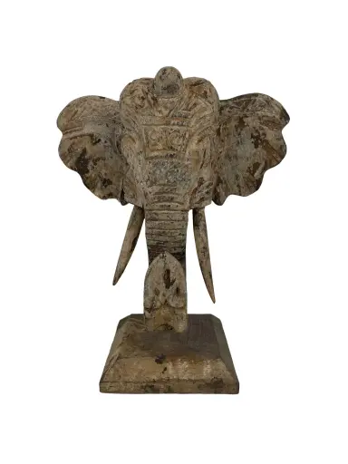 [2025-09-26-0079-A] Tête d'Éléphant sur Socle - 37 x 29 x 16 cm