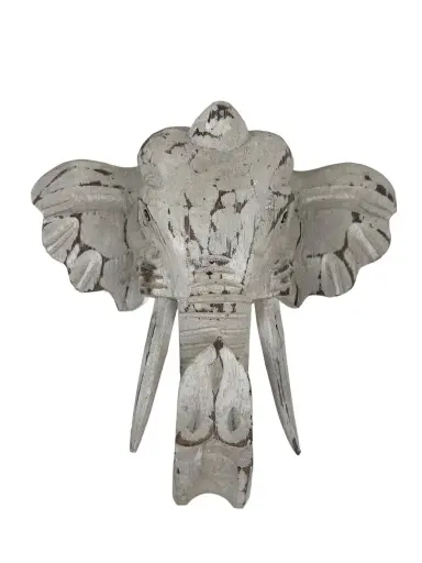 [2025-09-26-0085-A] Tête d'Éléphant à Suspendre - 21 x 23 x 8 cm