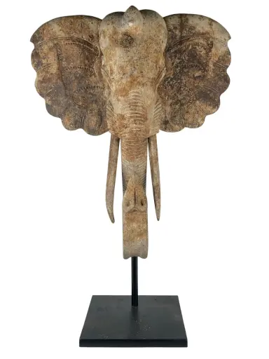 [2025-09-26-0098-A] Tête d'Éléphant sur Socle - 135 x 87 x 35 cm