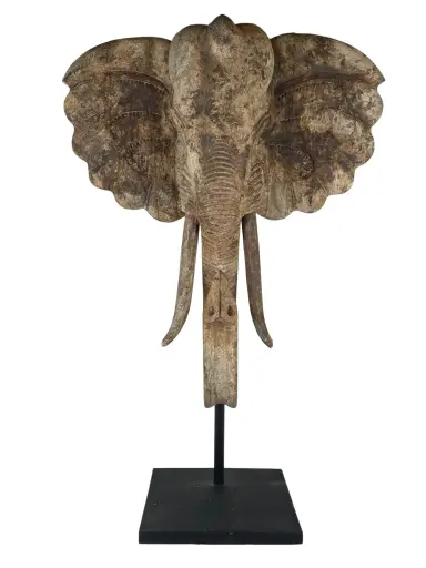 [2025-09-26-0101-A] Tête d'Éléphant sur Socle - 135 x 87 x 35 cm