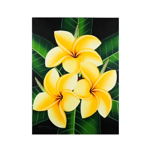 [2025-09-26-0117-A] Peinture "Frangipanier" - Jaune - 80 x 60 x 1,5 cm