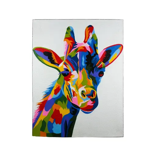 [2025-09-26-0121-A] Peinture "Girafe" - Fond Blanc - 90 x 70 x 3 cm
