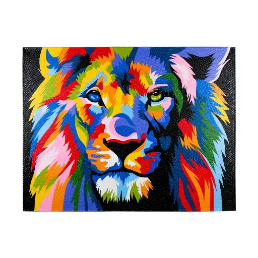 [2025-09-26-0122-A] Peinture "Lion" - Fond Noir - 70 x 90 x 4 cm