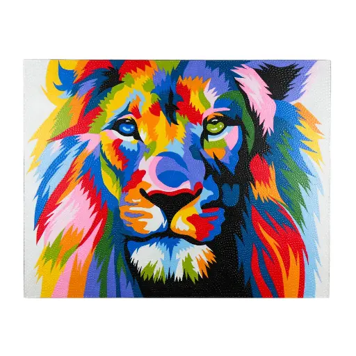 [2025-09-26-0123-A] Peinture "Lion" - Fond Blanc - 70 x 90 x 3 cm