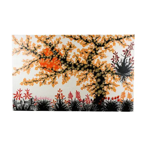 [2025-09-26-0130-A] Peinture "Cerisier" - Orange - 85 x 135 x 3,5 cm