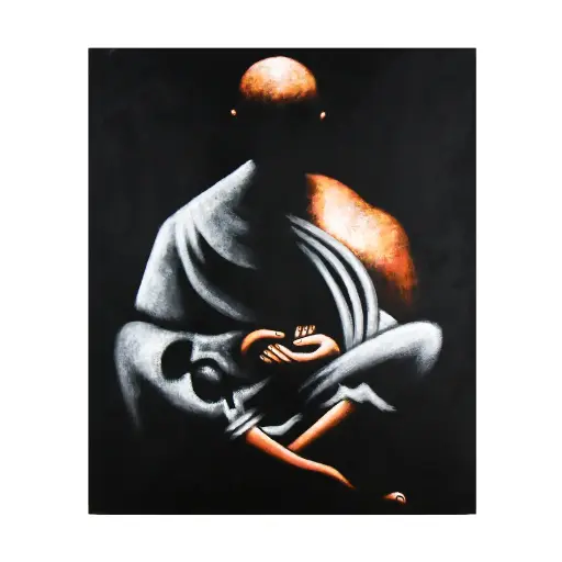 [2025-09-26-0138-A] Peinture "Moine" - Gris - 120 x 100 x 4 cm