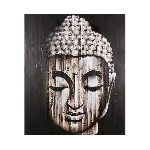[2025-09-26-0141-A] Peinture "Buddha" - Gris - 120 x 100 x 4 cm