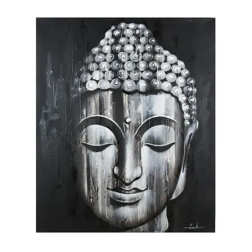 [2025-09-26-0144-A] Peinture "Buddha" - Gris - 120 x 100 x 4 cm