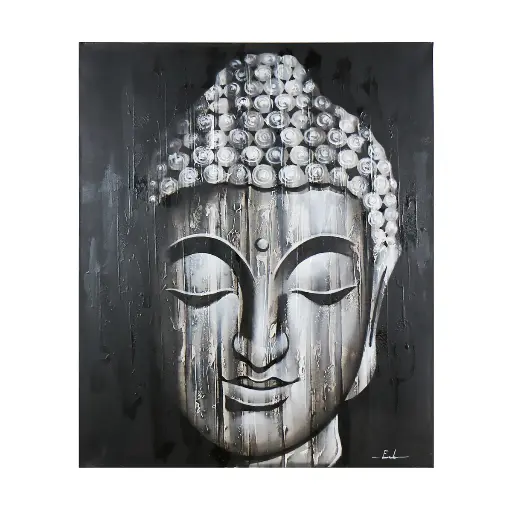 [2025-09-26-0147-A] Peinture "Buddha" - Gris - 120 x 100 x 4 cm