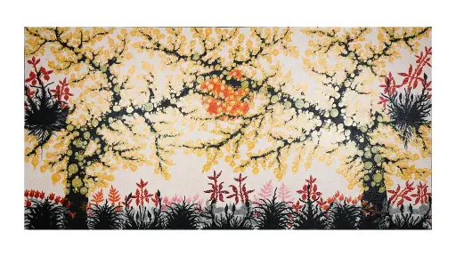 [2025-09-26-0154-A] Peinture "Cerisier" - Crème & Jaune - 100 x 200 x 4 cm