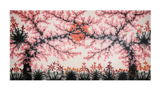 [2025-09-26-0155-A] Peinture "Cerisier" - Rose & Rose - 100 x 200 x 4 cm