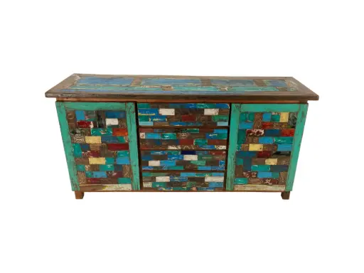 [2026-03-24-0018-A] Buffet marqueté et sculpté - 2 portes, 4 tiroirs - 90 x 180 x 50 cm